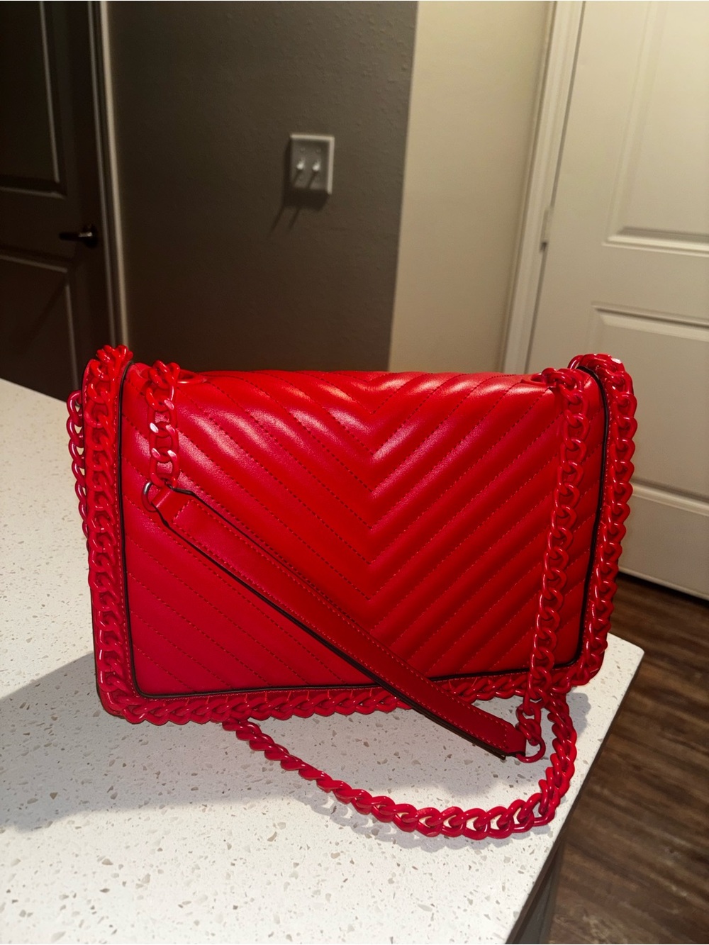 Red ALDO Quilted Chain Shoulder Bag - Women